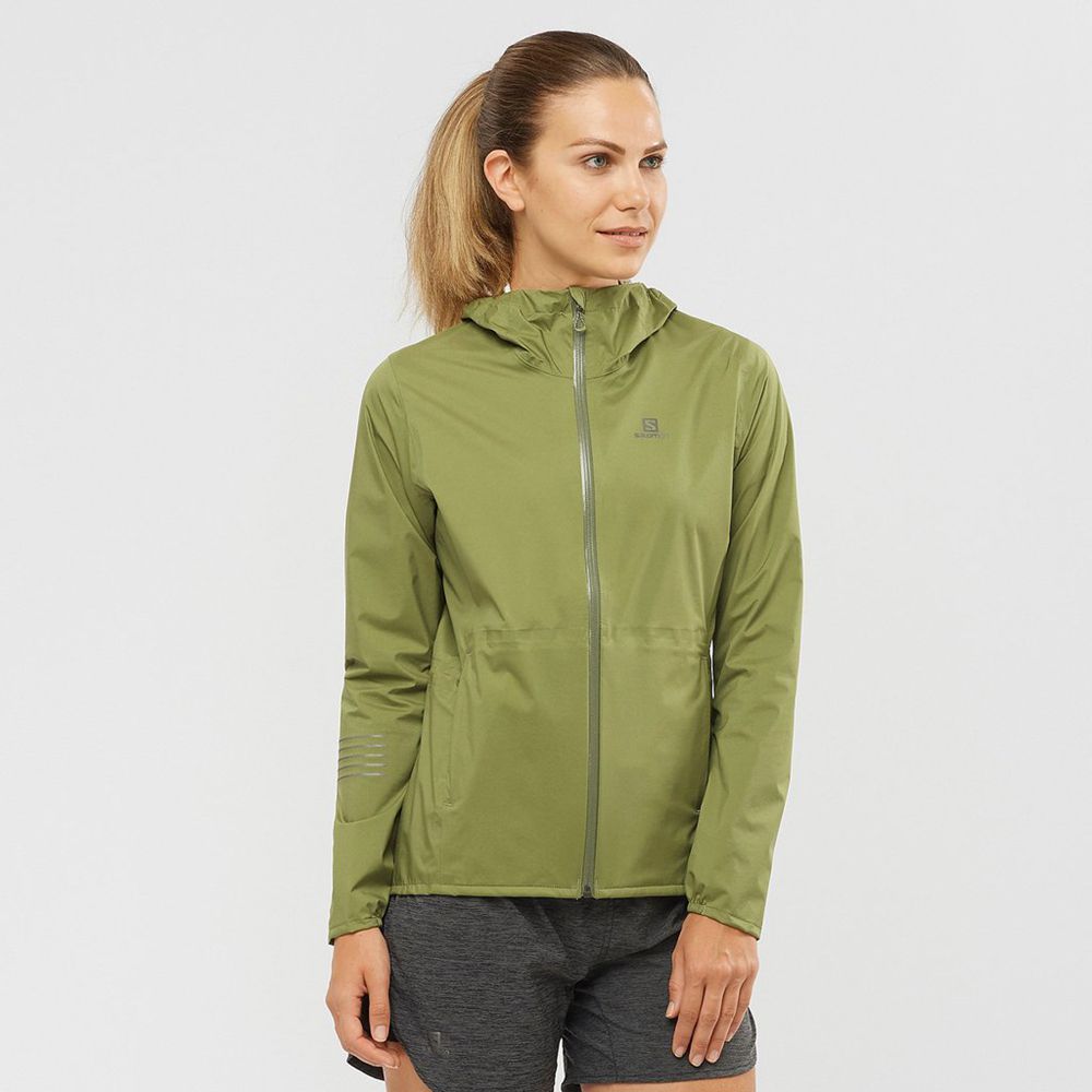 SALOMON LIGHTNING WATERPROOF Philippines - Women's Jackets - Olive | 328096-BNK